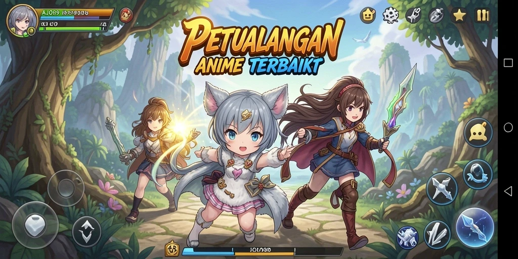 Screenshot utama AJO89 menampilkan pertarungan seru dengan karakter Anime.