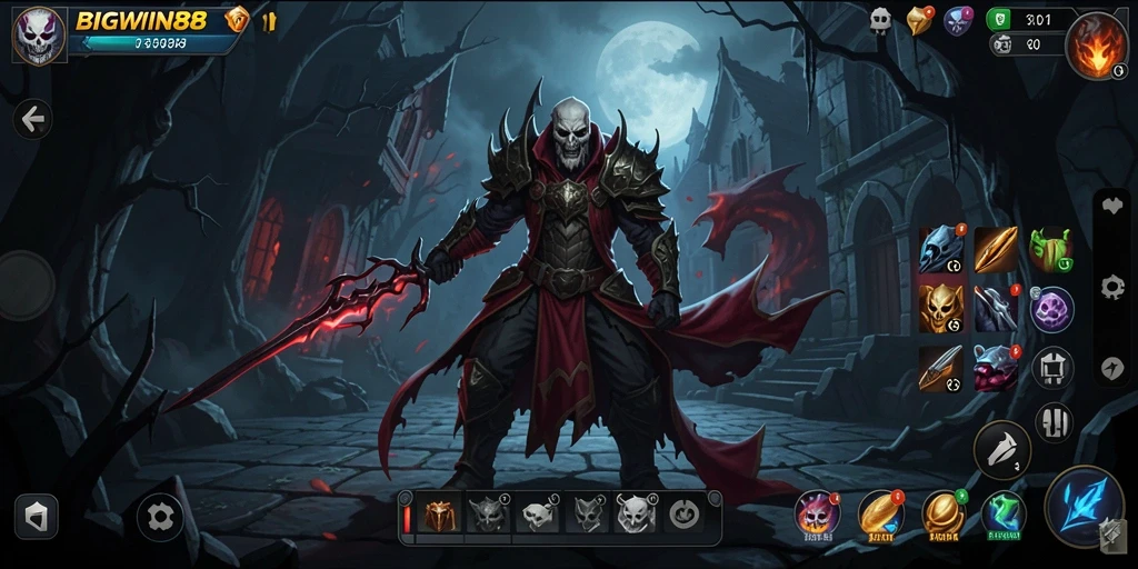 Tangkapan layar gameplay BIGWIN88 menampilkan suasana horor yang menegangkan.