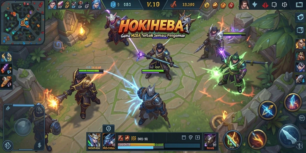 Gameplay seru dalam HOKIHEBAT dengan karakter MOBA unik.