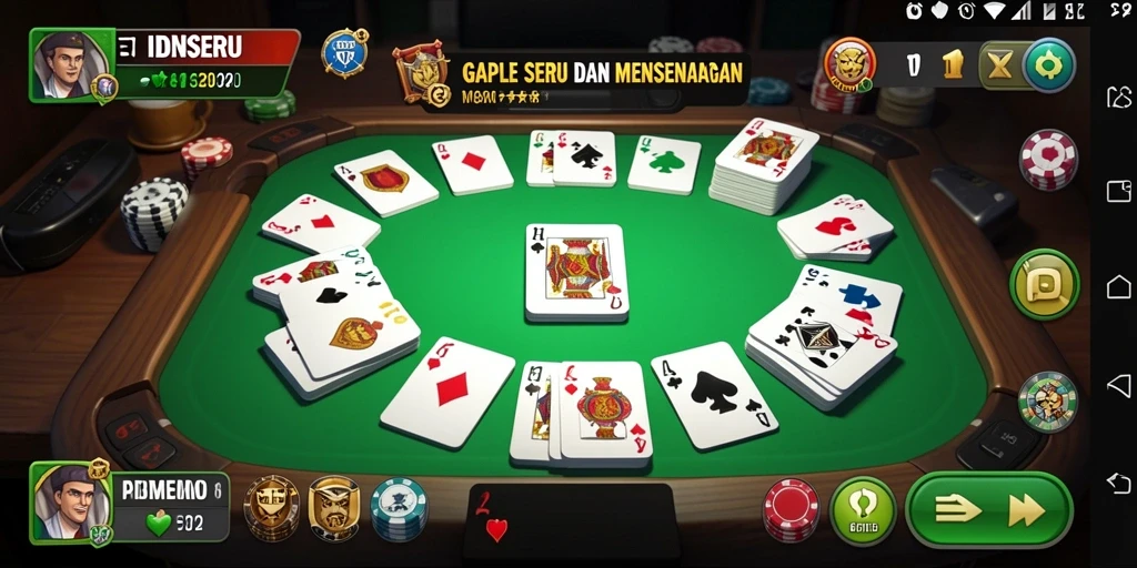 Tampilan gameplay seru Gaple di IDNSERU dengan interaksi antar pemain.
