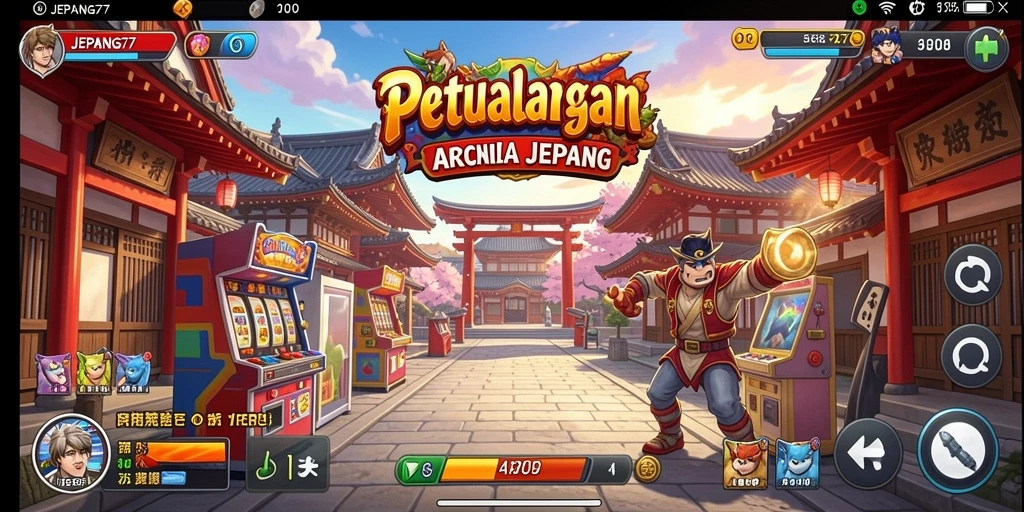 Screenshot utama JEPANG77 menampilkan aksi seru gameplay Arcade.