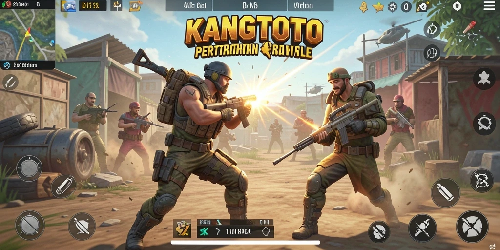 Tangkapan layar gameplay KANGTOTO dengan aksi Battle Royale yang mendebarkan.