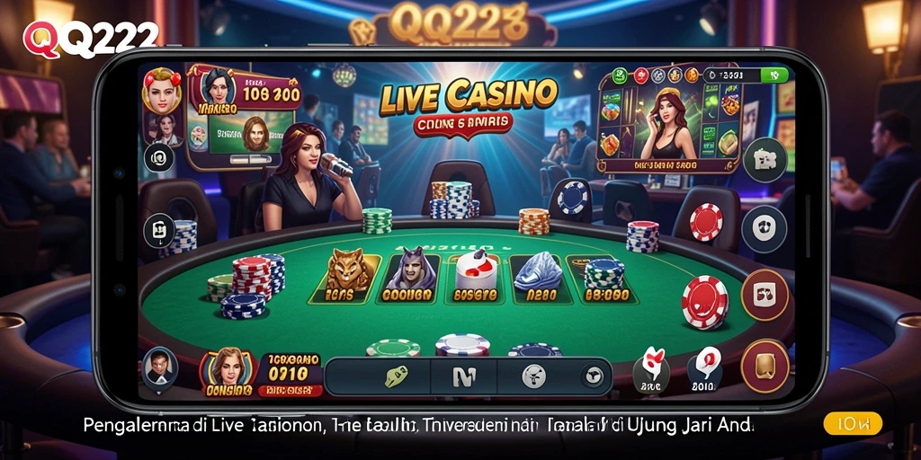 Tampilan gameplay Live Casino yang mendebarkan di QQ222.