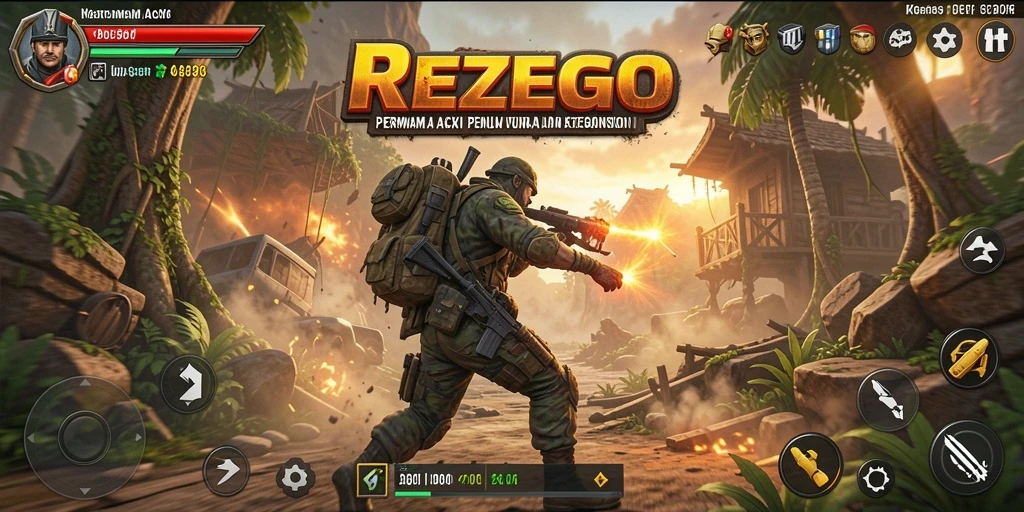 Gameplay aksi seru di REZEGO dengan pertarungan dinamis.