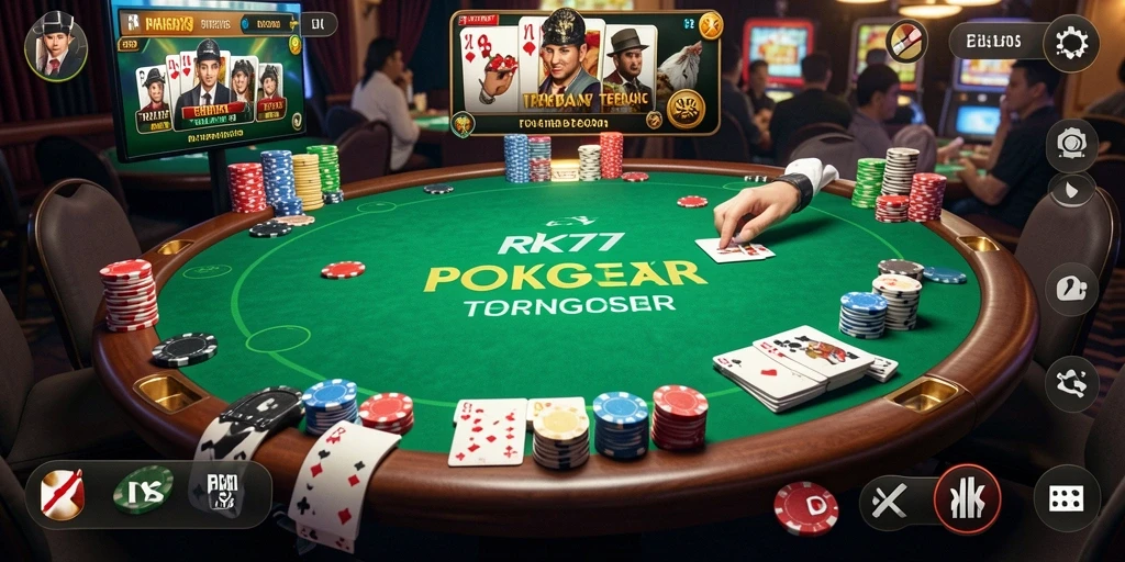 Gameplay Poker yang seru dan mendebarkan di RK77.