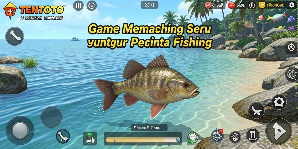 Tampilan gameplay TENTOTO yang mendebarkan saat memancing.