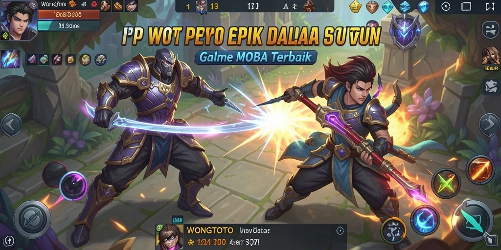 Tangkapan layar WONGTOTO menunjukkan aksi pertempuran seru dalam gameplay MOBA.